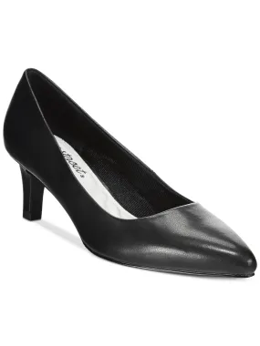 EASY STREET Womens Black Padded Comfort Pointe Pointed Toe Kitten Heel Slip On Dress Pumps Shoes M