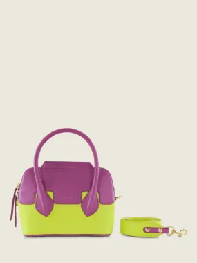 Green and Purple Leather Mini Handbag for Women - Gisèle XS Sorbet Apple / Blackcurrant | PAUL MARIUS